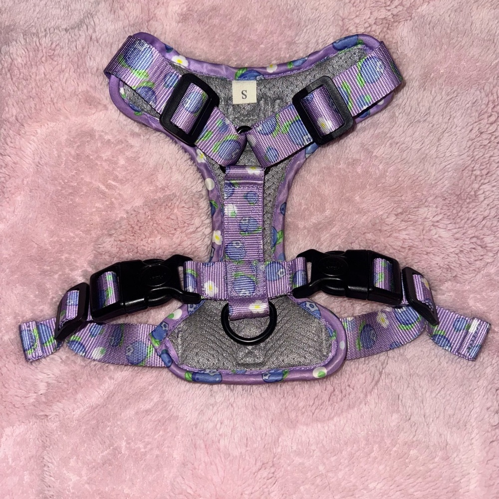 Purple Blueberry Print Dog Harness